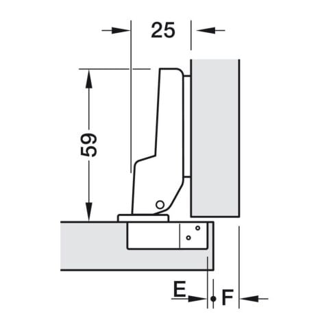 Hafele Metalla 50 Yarım Deve Frensiz Menteşe (Tabanlı)