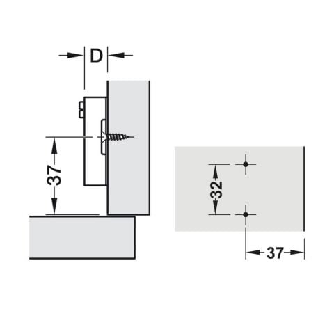 Hafele Metalla 50 Yarım Deve Frensiz Menteşe (Tabanlı)