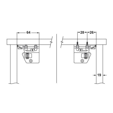 Hafele POW Gizli Ray Tek Açılım Frenli 25 kg 18/500 mm