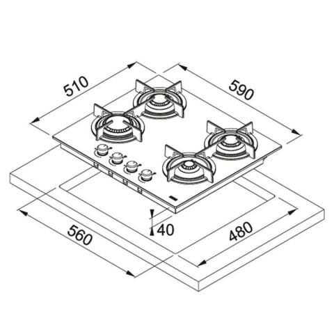 Franke FHCR 604 4G HE BK Mythos Siyah Döküm Ocak