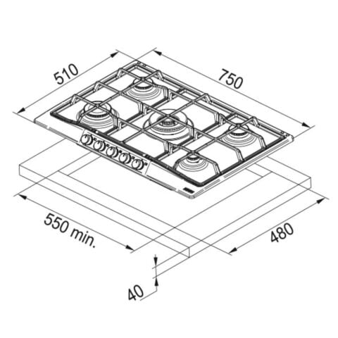 Franke  FCH 755 4G TC MB C Matt Black Ankastre Ocak
