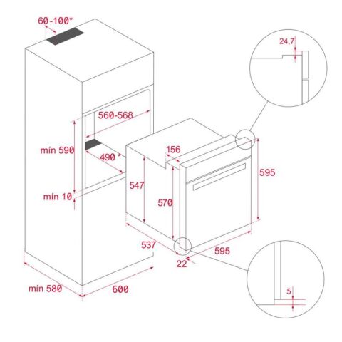 Teka Siyah İndüksiyonlu Ankastre Set ( TVT 60 Davlumbaz - İKNOB IT 6450 İndüksiyon Ocak- HLB 840 SS Fırın)