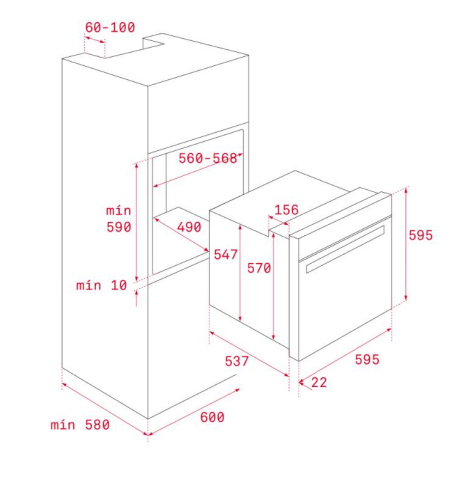 TEKA HLB 840 SS 70 LT. SİYAH ANKASTRE FIRIN