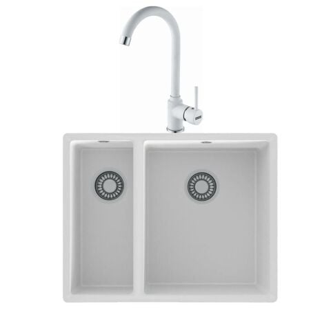 Blackstone ARİZONA Beyaz Granit Evye Dominox MALTA NEO Bianco Batarya Set