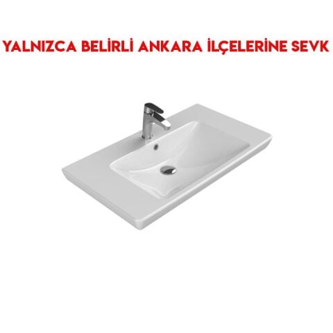 Turkuaz Porto D 85x48 cm Etajerli Lavabo