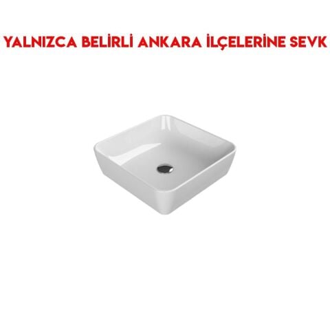 Turkuaz One 46x46 cm Tezgah Üstü Lavabo
