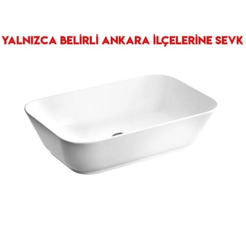Vitra Geo 60 cm Taşmasız Batarya Deliksiz Dikdörtgen Çanak Lavabo