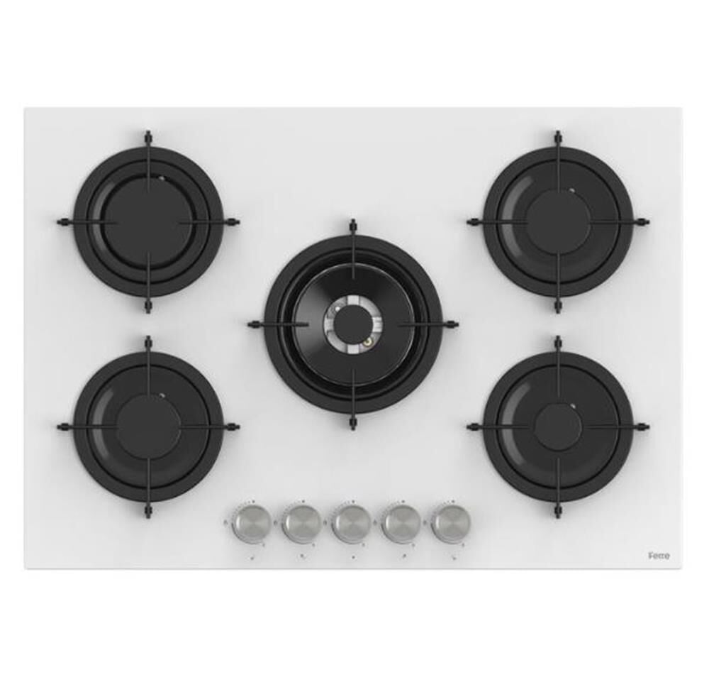 Ferre RS036 75 CM 5 Gözlü Beyaz Ankastre Ocak