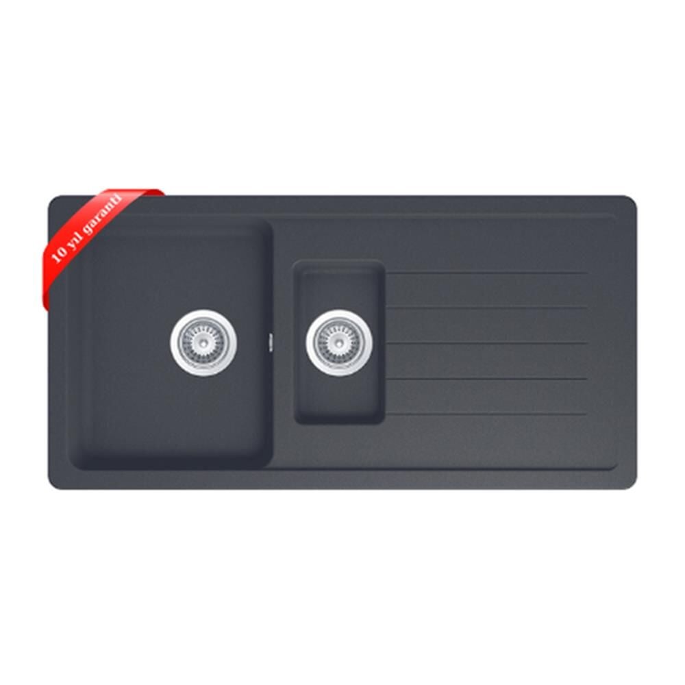 Ukinox Valente D-150 L 1.5 Göz Siyah Granit Eviye