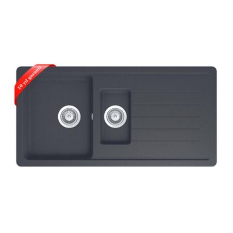 Ukinox Valente D-150 L 1.5 Göz Siyah Granit Eviye