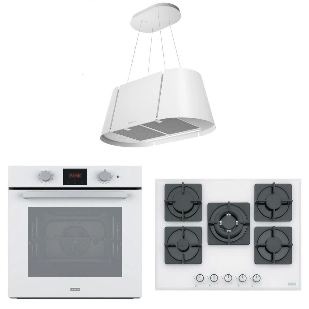 Franke Beyaz Ankastre Set (BEAT XL WH MATT F80 Ada Tipi Davlumbaz FHNS 705 4G TC WH Ocak -FSL 86 H WH Fırın)
