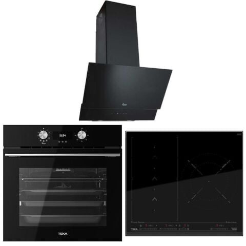 Teka Siyah İndüksiyonlu Ankastre Set (TVT 60.1 Davlumbaz - IZS 65600 İndüksiyonlu Ocak - HLB 8416 BK Fırın)