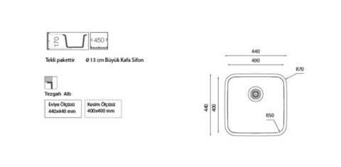 Ukinox D400 Polisajlı Taşmalı Evye