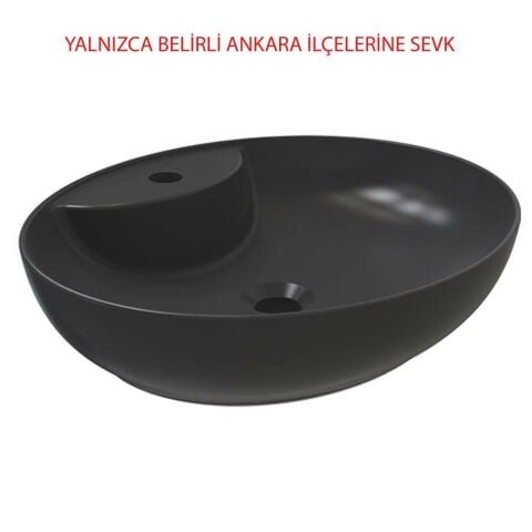 BİEN MOTTO OVAL 50X42 CM BATARYA DELİKLİ MAT SİYAH