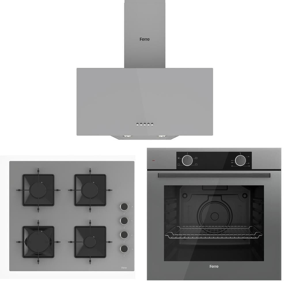 Ferre Gri Set (D088 Gri Davlumbaz -SS208 Gri Ocak- XE61CPR Gri Fırın)