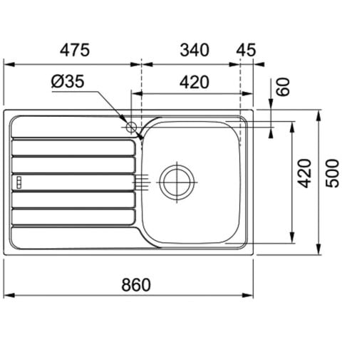 Franke SPARK SKX 611 Tek Gözlü Sol Damlalıklı Çelik Evye