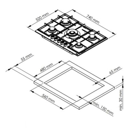 Ferre FryartSteam Siyah Ankastre Set (D100 Siyah T Tipi Davlumbaz-ED035 Siyah Ocak- XE64CS FryartSteam Siyah Fırın)