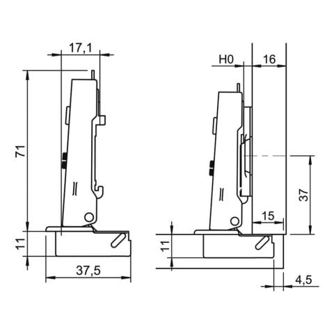 Hafele Metalla 110 Düz Frensiz Menteşe (Tabanlı)
