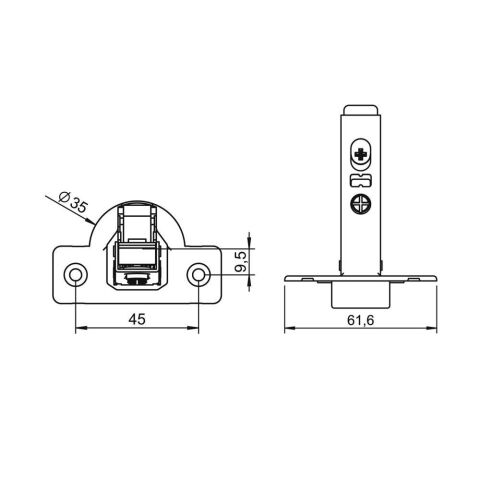 Hafele Metalla 110 Düz Frensiz Menteşe (Tabanlı)
