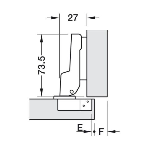 Hafele Metalla 110 Yarım Deve Frensiz Menteşe (Tabanlı)