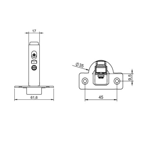 Hafele Metalla 110 Yarım Deve Frensiz Menteşe (Tabanlı)