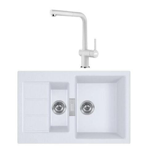 Franke Tectonite S2D 651-78 PW Evye - Franke Active Plus Doccia 2.0 Bianco Armatür Set