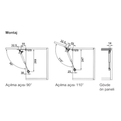 Hafele Runa Plus Gazlı Piston Antrasit 100 N Frenli