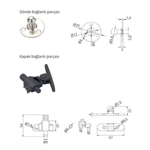 Hafele Runa Plus Gazlı Piston Antrasit 100 N Frenli