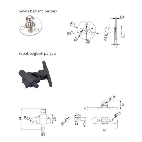 Hafele Runa Plus Gazlı Piston Antrasit 100 N Frenli