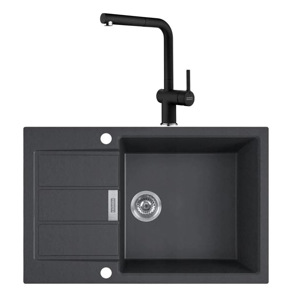 Franke Franke TECTONİTE S2D 611-62 XL CB Siyah Evye - Franke Active Plus Doccia 2.0 Nero Armatür Set