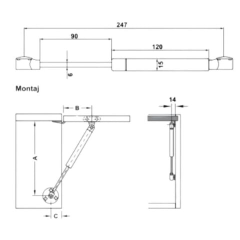 Hafele Runa Gazlı Piston Antrasit 100N