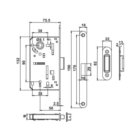 Hafele H50.06 Manyetik Kilit Oda Tipi CB Mat Siyah 50/18 mm
