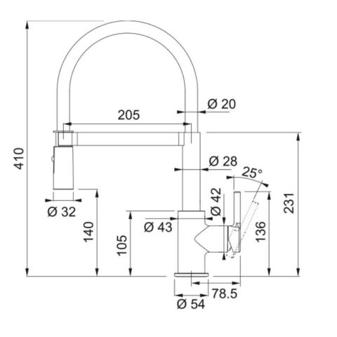 FRANKE LİNA SEMİ PRO EVYE ARMATÜRÜ KROM