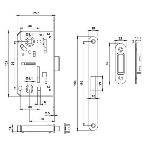 Hafele H50.06 Manyetik Kilit WC Tipi Parlak Altın 50/18 mm