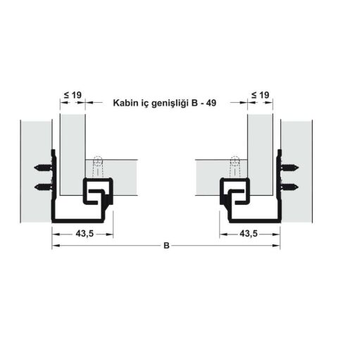 Hafele POW Gizli Ray Tek Açılım Frenli 25 kg 18/250 mm