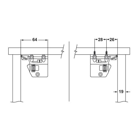 Hafele POW Gizli Ray Tek Açılım  Frenli 25 kg 18/350 mm