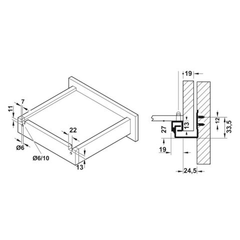 Hafele POW Gizli Ray Tek Açılım Frenli 25 kg 18/400 mm