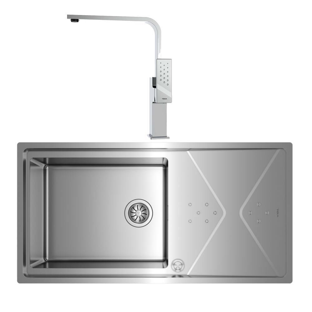 Teka Brooklyn 60-M-XP 1B 1D Tek Göz Damlalıklı Çelik Evye ve BKY 915 Batarya Set