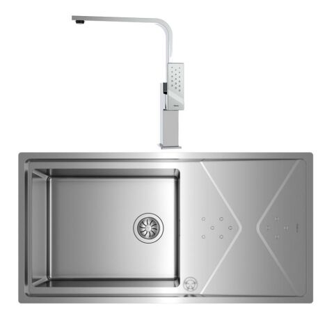 Teka Brooklyn 60-M-XP 1B 1D Tek Göz Damlalıklı Çelik Evye ve BKY 915 Batarya Set