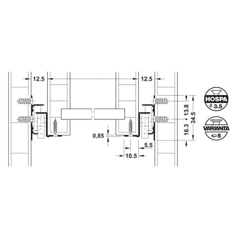 Hafele EGO Naylon Tekerlekli Ray Beyaz 350 mm