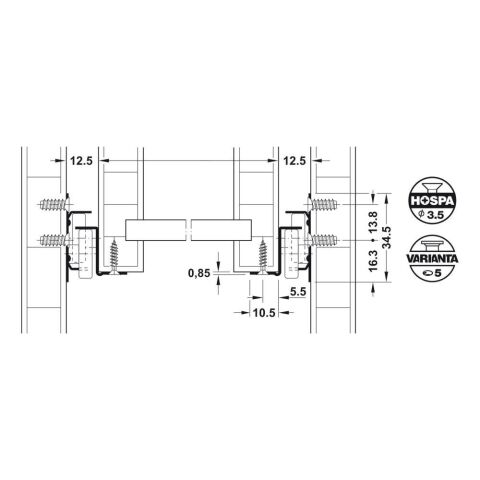 Hafele EGO Naylon Tekerlekli Ray Beyaz 450 mm