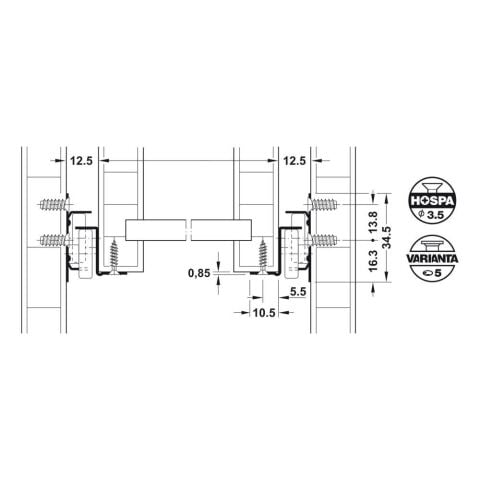 Hafele EGO Naylon Tekerlekli Ray Beyaz 450 mm