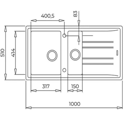 Teka Stone 60 B-TG Metalik Siyah Granit Evye