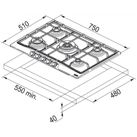 Franke FCH 755 4G TC N ON C NERO Ankastre Ocak