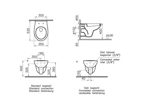 Vitra ARKİTEKT Asma Klozet Seti