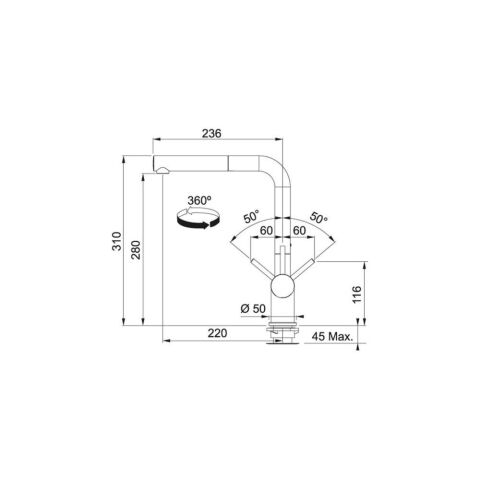 Franke Kubus KBG 110-50 Stone Grey Granit Evye - Active Plus Doccia Batarya - Comfort Sıvı Sabunluk Set