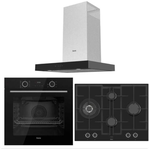 Ferre Fryart Siyah Ankastre Set ( D100 Siyah Davlumbaz-ED075-WFA Siyah Ocak- XE63CS FRYART Siyah Fırın )