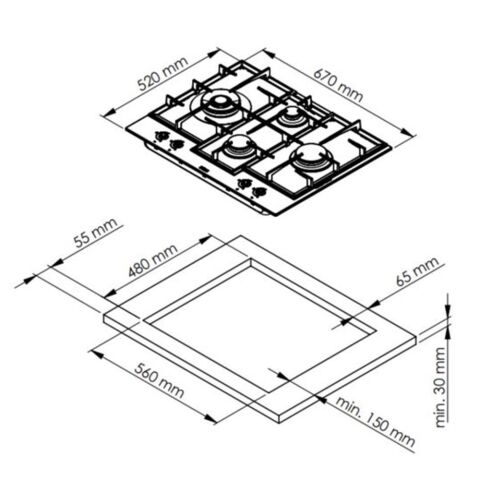 Ferre Fryart Siyah Ankastre Set ( D100 Siyah Davlumbaz-ED075-WFA Siyah Ocak- XE63CS FRYART Siyah Fırın )
