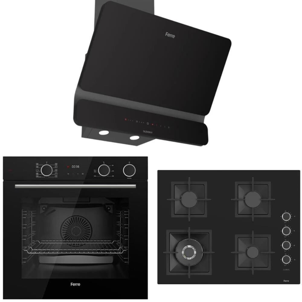 Ferre Siyah Ankastre Set (D080-SA - SC405-WFA 65 CM - XE64CS Fryart Steam Airfry & Buhar Destekli)