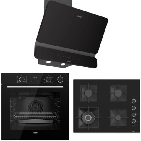 Ferre Siyah Ankastre Set (D080-SA - SC405-WFA 65 CM - XE64CS Fryart Steam Airfry & Buhar Destekli)